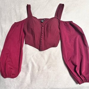 Maroon, corset style crop top by Windsor